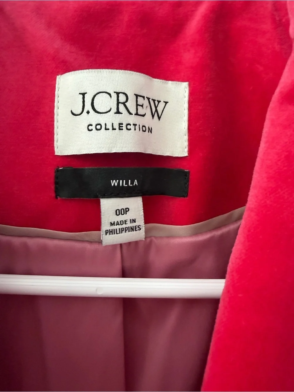 J.Crew Collection Willa Blazer in Tipped Stretch Velvet (Size 00P)
